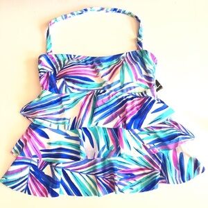 Island Escape Tiered Swim Top Ruffles Bandini Swimsuit Women’s Size 8 NEW